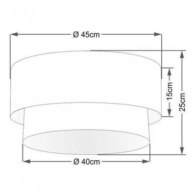 Plafon Duplo Cilíndrico Vivare Md-3062 Cúpula Tecido 45x40cm - Bivolt Rosa-bebê-branco 127/220v