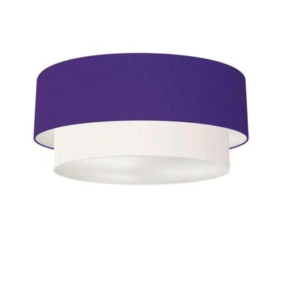Plafon Duplo Cilíndrico Vivare Md-3021 Cúpula Tecido 80x60cm - Bivolt Roxo-branco 127/220v