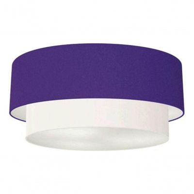 Plafon Duplo Cilíndrico Vivare Md-3021 Cúpula Tecido 80x60cm - Bivolt Roxo-branco 127/220v