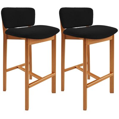 Kit 02 Banquetas Alta Para Cozinha Sala de Jantar Bar Dara L02 Bouclê Preto - Lyam Decor