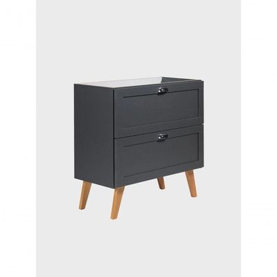 Gabinete Para Banheiro Com Tampo E Espelheira 80cm Retro Mdf Grafite Milano - On Móveis