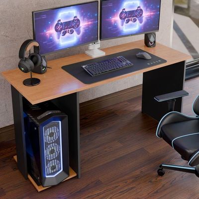 Mesa Escrivaninha Gamer Valorant Com Espaço Para Gabinetes E Monitores Estilo Moderno