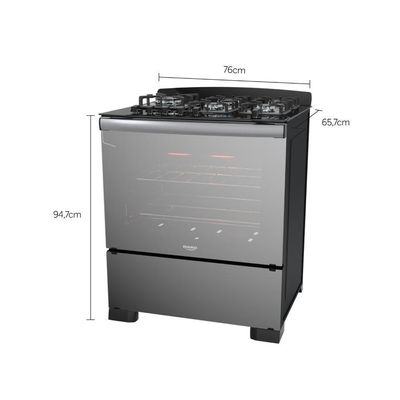 Fogão 5 Bocas Dako Diplomata Glass Grill Style Timer Bivolt