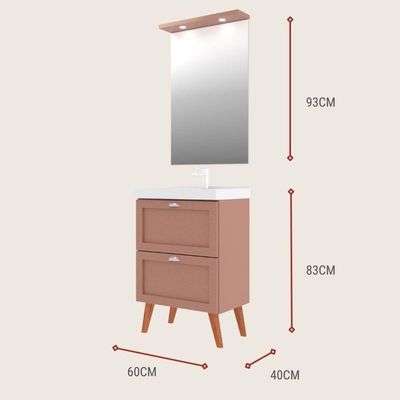 Gabinete Para Banheiro Com Cuba E Espelho Redondo 60cm Retro Mdf Branco Milano - On Móveis