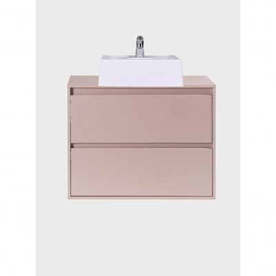 Gabinete Para Banheiro Com Cuba E Espelho Redondo 80cm Mdf Rosa Dubai - On Móveis