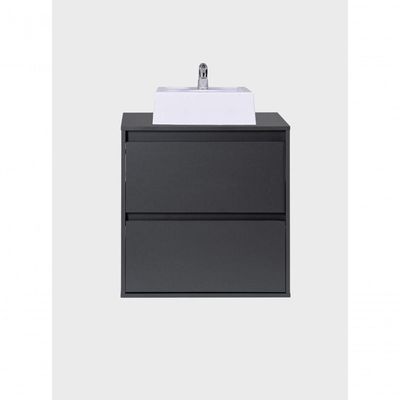 Gabinete Para Banheiro Com Cuba E Espelho Redondo 60cm Mdf Grafite Dubai - On Móveis
