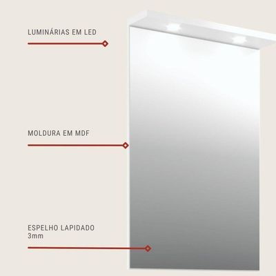 Espelho Para Banheiro Com Led 60cm Mdf Verde - On Móveis