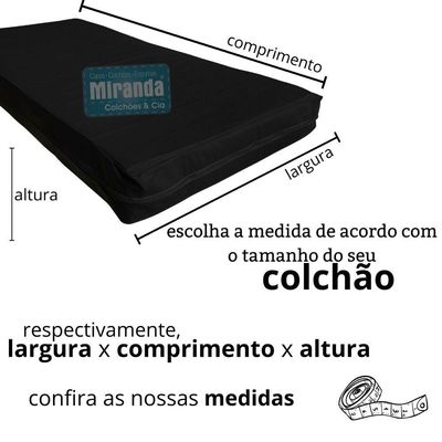 Capa Colchão Solteiro Impermeável Hospitalar Com Zíper - Preta 78x188x16cm