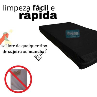 Capa Colchão Solteiro Impermeável Hospitalar Com Zíper - Preta 78x188x16cm