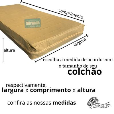 Capa Impermeável Para Colchão Casal Feita Em Napa Hospitalar 138x188x18cm - Bege