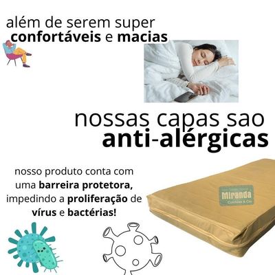 Capa Impermeável Para Colchão Casal Feita Em Napa Hospitalar 138x188x18cm - Bege