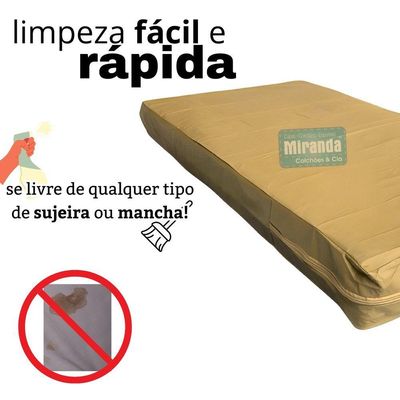 Capa Impermeável Para Colchão Casal Feita Em Napa Hospitalar 138x188x18cm - Bege