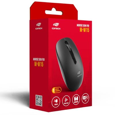 Mouse Wireless C3tech M-w15bk, 1200dpi, 2.4ghz, Sensor óptico - Preto