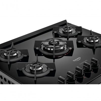 Fogão 5 Bocas Embutir Dako Supreme Mesa De Vidro Bivolt - Preto Preto