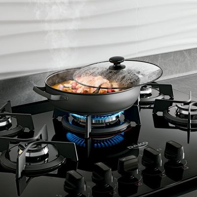 Fogão 5 Bocas Embutir Dako Supreme Mesa De Vidro Bivolt - Preto Preto