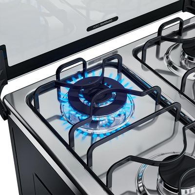 Fogão 4 Bocas Dako Magister Grill Preto Com Mesa Inox Bivolt - Preto