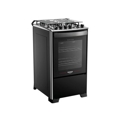 Fogão 4 Bocas Dako Magister Grill Preto Com Mesa Inox Bivolt - Preto