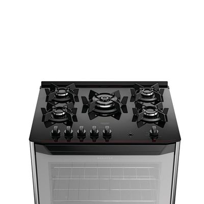Fogão 5 Bocas Dako Magister Style Mesa de Vidro Preto Bivolt