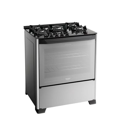 Fogão 5 Bocas Dako Magister Style Mesa de Vidro Preto Bivolt