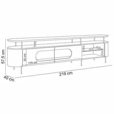 Rack Para Sala de Estar TV 85 Pol Orgânico Sâmia B01 Off White Castanho - Lyam Decor