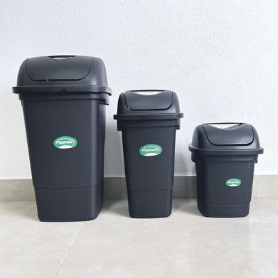 Lixeira Com Tampa Basculante 30 Litros - Plasvale Preto