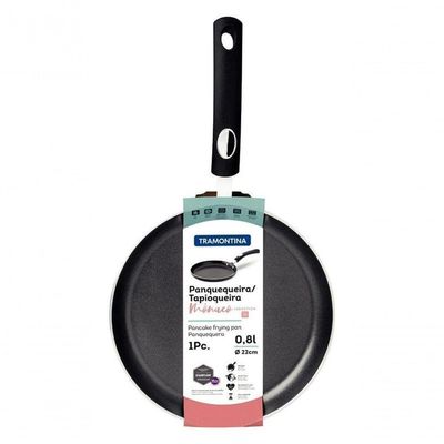 Panquequeira Tramontina Mônaco Induction Com Revestimento Interno E Externo Antiaderente Starflon Premium Preto 22cm
