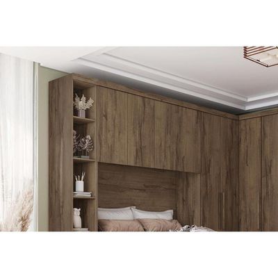 Módulo De Quarto Casal Armário Ponte Aéreo -queen 167cm Rizon-linea C- 4 Portas Neve - Novo Horizonte