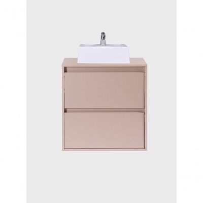 Gabinete Para Banheiro Com Cuba E Espelho Redondo 60cm Mdf Rosa Dubai - On Móveis