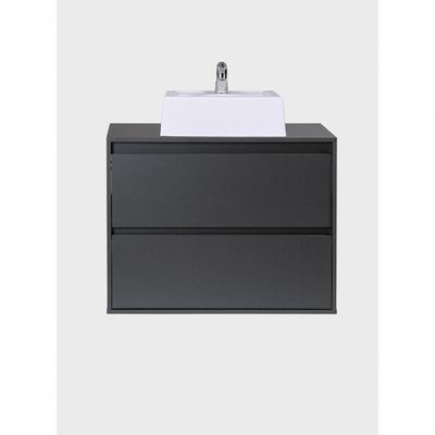 Gabinete Para Banheiro Com Cuba E Espelho Redondo 80cm Mdf Grafite Dubai - On Móveis
