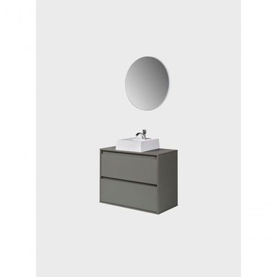 Gabinete Para Banheiro Com Cuba E Espelho Redondo 80cm Mdf Verde Dubai - On Móveis