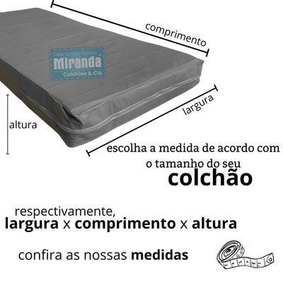 Capa Impermeável Para Colchão Casal Feita Em Napa Hospitalar 138x188x30cm - Cinza