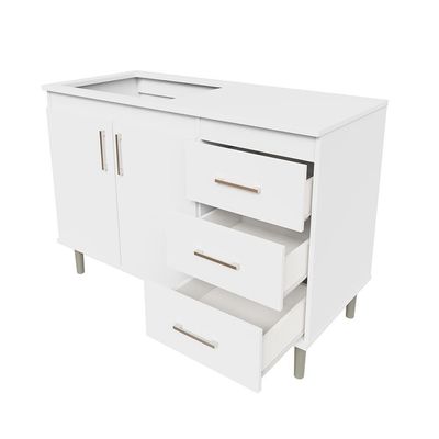 Kit Bancada Ilha Para Cozinha + Balcão Para Cooktop 1,20m 5 Bocas 2 Portas E 3 Gavetas Turim Branco Branco
