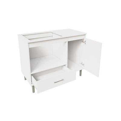 Kit Bancada Ilha Para Cozinha + Balcão Para Cooktop 1,05m 5 Bocas Turim Branco Branco