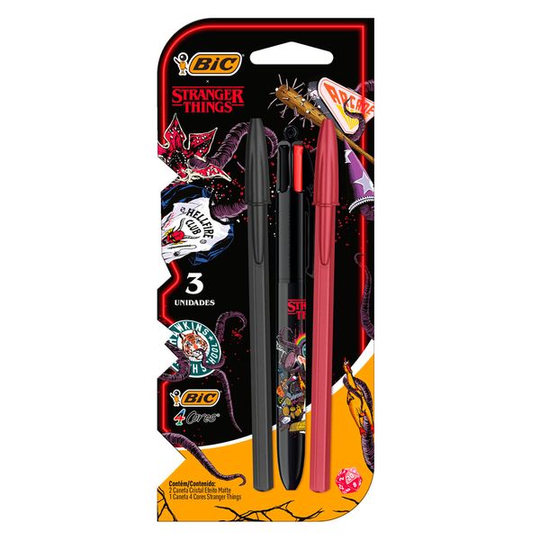 Kit Caneta Esferográfica 1.0 com 3 Stranger Things 530010 - Bic