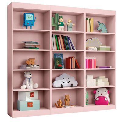 Kit 3 Estantes Livreiro Office Multiuso 12 Prateleiras