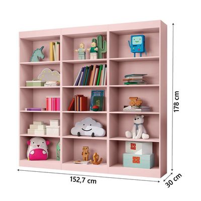 Kit 3 Estantes Livreiro Office Multiuso 12 Prateleiras
