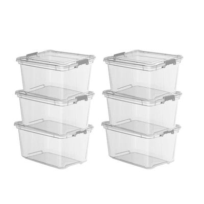 Kit 6 Caixas Plásticas Organizadora 27 Litros Transparente