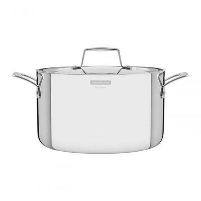 Caçarola Funda Tramontina Grano 24cm Em Aço Inox Com Corpo Triplo