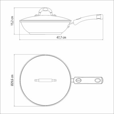Wok Tramontina Astro Silicone 28cm Em Inox Com Tampa De Vidro