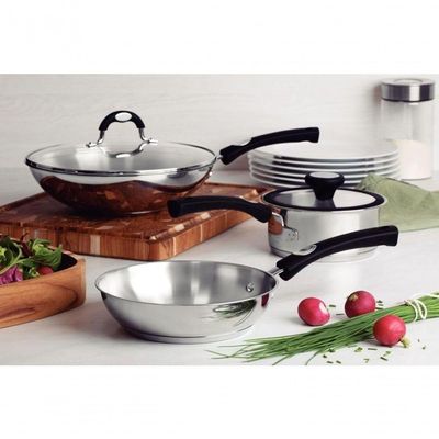 Wok Tramontina Astro Silicone 28cm Em Inox Com Tampa De Vidro