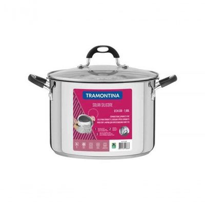 Espagueteira Tramontina Astro Silicone 24cm Em Inox Com Tampa De Vidro