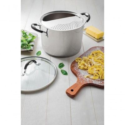 Espagueteira Tramontina Astro Silicone 24cm Em Inox Com Tampa De Vidro
