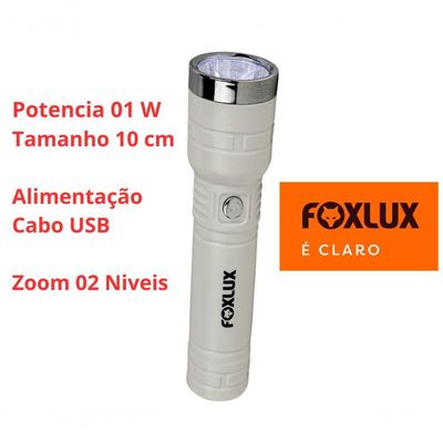 Mini Lanterna Recarregável 1 Led 2 Níveis C/ Cabo Usb Foxlux