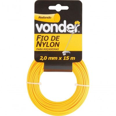 Fio Nylon 2,0mmx15m Redondo Roçadeiras E Aparadores Vonder