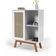 Balcao Alto Aparador Buffet Com Porta De Correr Rattan Pés Em Madeira Branco