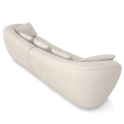 Sofá 3 Lugares Para Sala Living Orgânico 212cm Eça P08 Veludo Bege - Lyam Decor