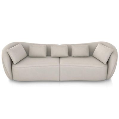 Sofá 3 Lugares Para Sala Living Orgânico 212cm Eça P08 Veludo Bege - Lyam Decor