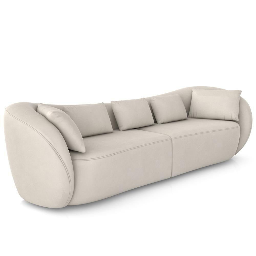 Sofá 3 Lugares Para Sala Living Orgânico 212cm Eça P08 Veludo Bege ...