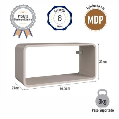 Nicho Prateleira Decorativa Infantil 62,5x30cm Organizador Para Quarto E Decoração Bege Dunas