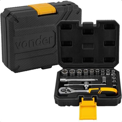 Jogo De Soquetes Sextavado Encaixe 1-4" 16 Peças Vonder